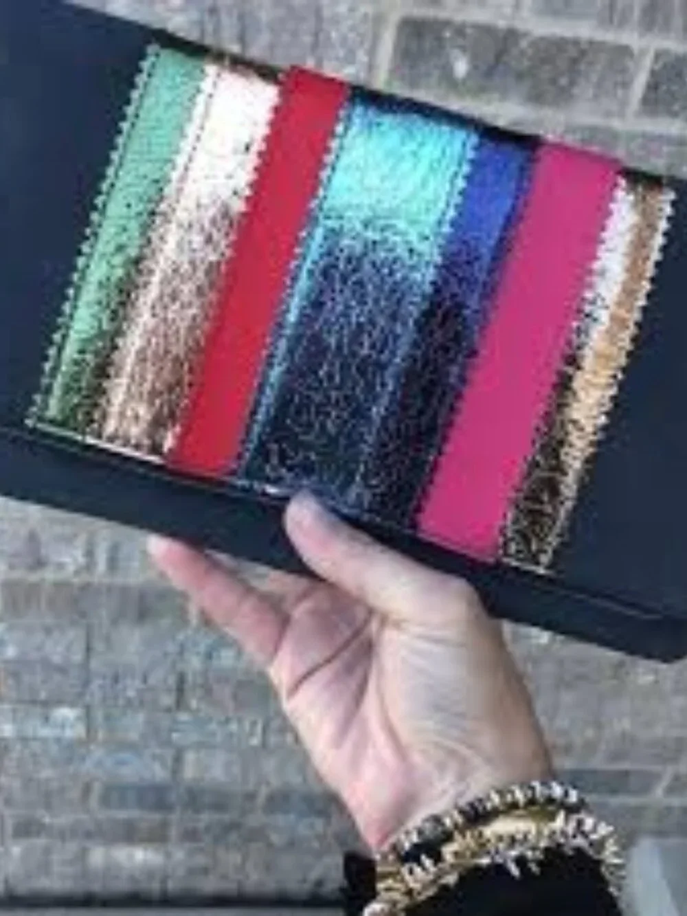 Stella & Dot Navy Multi Metallic Clutch